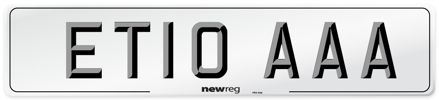 ET10 AAA Number Plate from New Reg